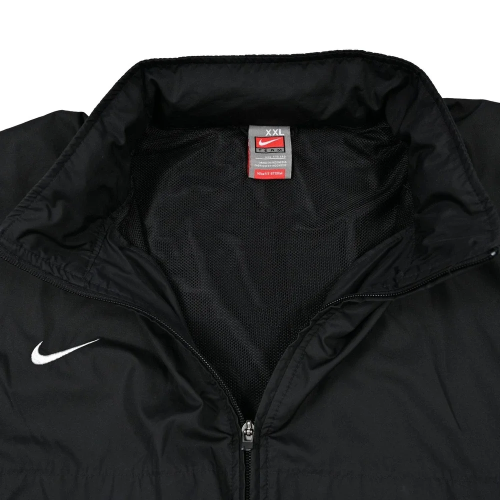 Nike Vintage Fit Storm Windbreaker Jacket Mens 2XL Black Hooded Full Zip Vented